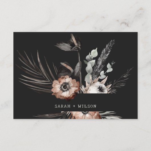 Boho Gothic Roest Zwart Botanische Bruiloft Recept Informatiekaartje (Achterkant)