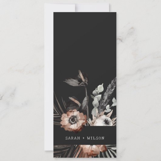 Boho Gothic Rust Zwart Botanisch Bruiloft Menu Kaa Kaart (Achterkant)