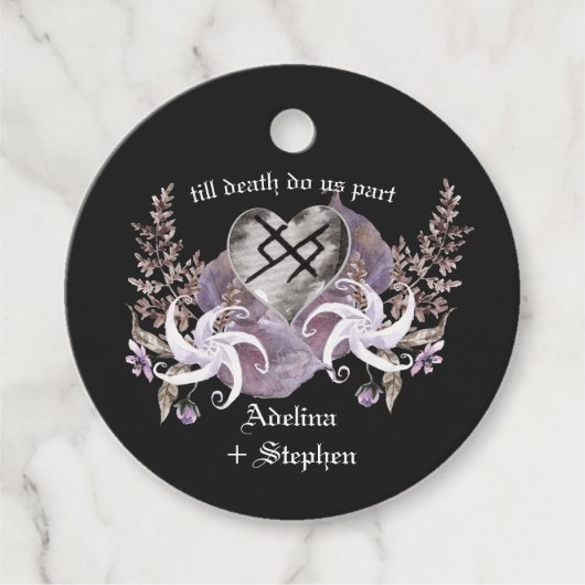Boho Gothic Wildflower Viking Liefde Huwelijksguns Bedankjes Labels (Voorkant)