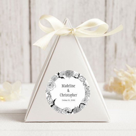 Boho Gotische Bloemen Bruiloft Ronde Sticker