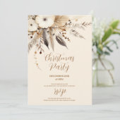 Boho Goud Bloemen Kerstfeest Kaart (Staand voorkant)