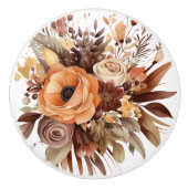Boho Goud Bruine Bloemen Bloemen Keramische Knop (Voorkant)