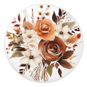 Boho Goud Bruine Bloemen Bloemen Keramische Knop (Voorkant)