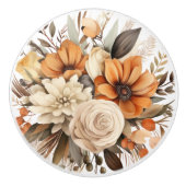 Boho Goud Bruine Bloemen Bloemen Keramische Knop (Voorkant)