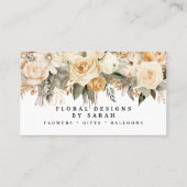Boho Goud en Champagne Bloemen Visitekaartjes (Voorkant)