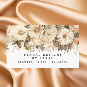 Boho Goud en Champagne Bloemen Visitekaartjes