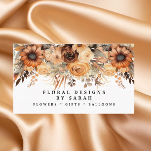 Boho Goud en Champagne Bloemen Visitekaartjes