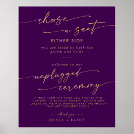 Boho goud en paarse stoel 'Unplugged Ceremony' bor Poster