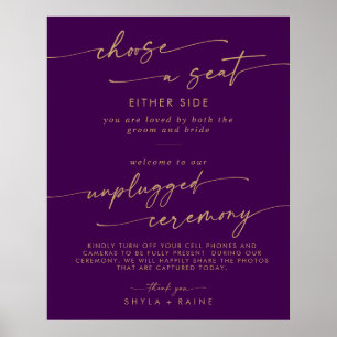 Boho goud en paarse stoel 'Unplugged Ceremony' bor Poster