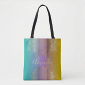 Boho Goud Filigree Mandala Pastel Regenboog Ombre Tote Bag (Voorkant)