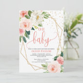 Boho Goud Geometrisch BLush Roze Bloemen Oh baby Kaart (Staand voorkant)