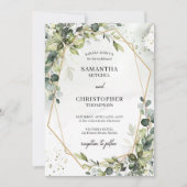 Boho goud geometrisch groen loof bruiloft kaart (Voorkant)