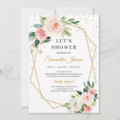 Boho goud geometrische blush roze bloemenbruids kaart (Voorkant)