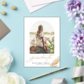 Boho Goud Glitter Veer Witte Foto Afstuderen Acryl Uitnodigingen (Insitu (Huwelijk))