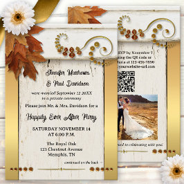 Boho Goud Herfstbladeren Happily Ever After Kaart