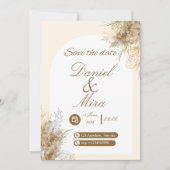 Boho Goud Pampas Boog Volledig Bewerkbare Trouw  Kaart (Voorkant)