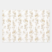 Boho Goud Rood Blauw Wit Wrapping Papier Set van 3 Inpakpapier Vel (Voorkant)