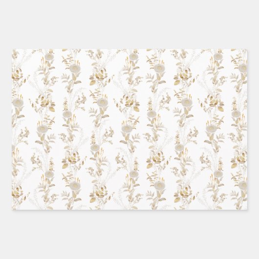 Boho Goud Rood Blauw Wit Wrapping Papier Set van 3 Inpakpapier Vel (Voorkant)