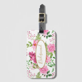 Boho Goud Roze Bloemige Bruiloft Feest Party Bagagelabel (Voorkant (verticaal))