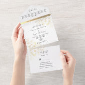 Boho Goud Vergulde Bloemige Bruiloft All In One Uitnodiging (Afscheurbaar)