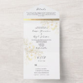 Boho Goud Vergulde Bloemige Bruiloft All In One Uitnodiging (Binnen)