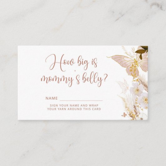 Boho goud Vlinder hoe groot is mama's buik Informatiekaartje (Voorkant)