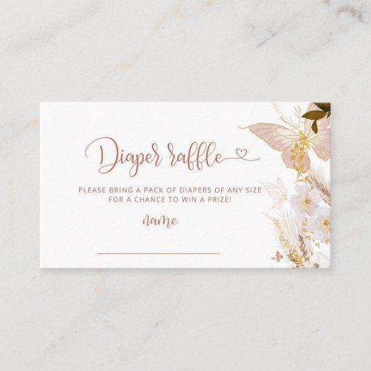 Boho goud Vlinder luier loterij ticket Informatiekaartje (Voorkant)