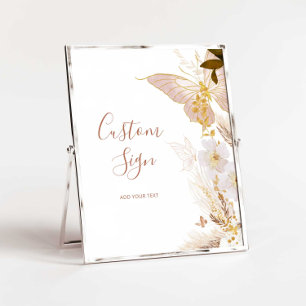 Boho gouden bloemenvlinder Custom Poster