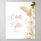 Boho gouden bloemenvlinder Kaarten en geschenken Poster (Voorkant)