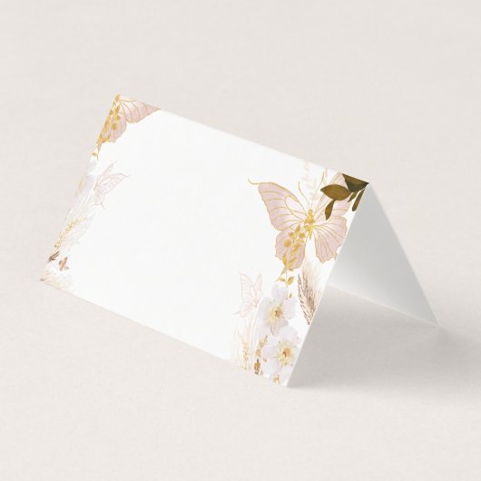 Boho gouden bloemenvlinder plaats kaart (Voorkant)