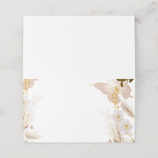 Boho gouden bloemenvlinder plaats kaart plaatskaartje (Buitenkant ongevouwen)