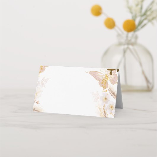 Boho gouden bloemenvlinder plaats kaart plaatskaartje (Voorkant)