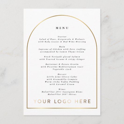 Boho Gouden Boog Evenementenlogo Menu (Voorkant)