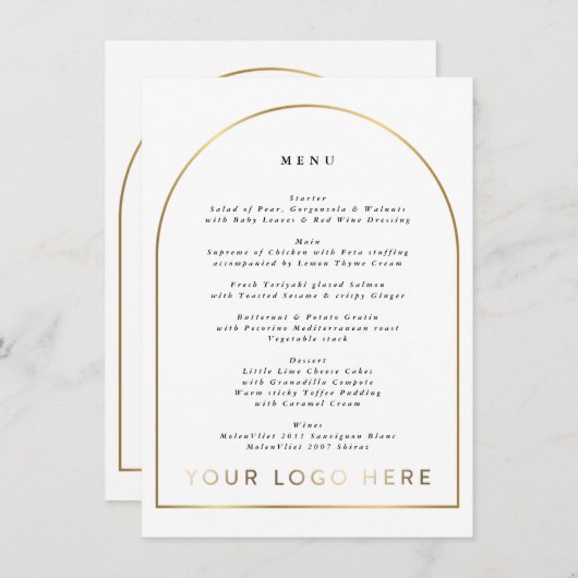 Boho Gouden Boog Evenementenlogo Menu (Voorkant / Achterkant)