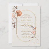 Boho gouden boog waterverf roos bruine tinten blad kaart (Voorkant)