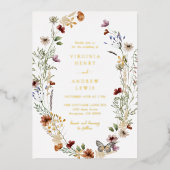 Boho Gouden Bruiloftsfolie Uitnodiging (Voorkant)