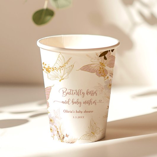 Boho gouden folie vlinder kussen baby shower papieren bekers