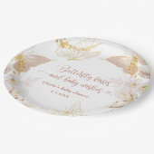 Boho gouden folie vlinder kussen baby shower papieren bordje (Gekanteld)