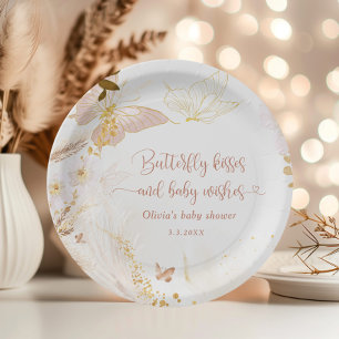 Boho gouden folie vlinder kussen baby shower papieren bordje