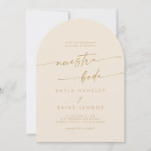 Boho Gouden Fotoboog Spaans Huwelijk Kaart (Voorkant)