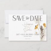 Boho Gouden Gele Meadow Bloemen Bruiloft Save The Date (Voorkant)