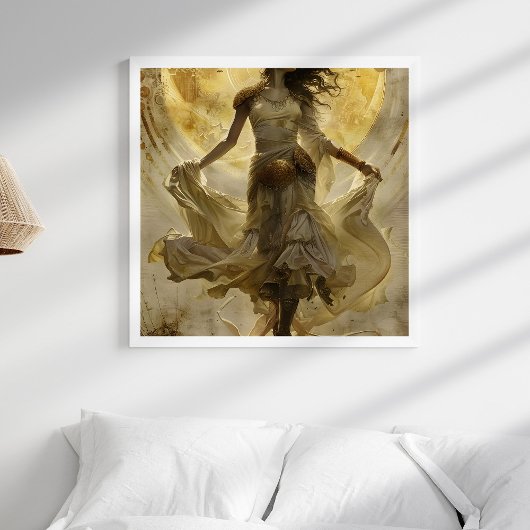 Boho gouden godin esthetische kunst aan de muur poster