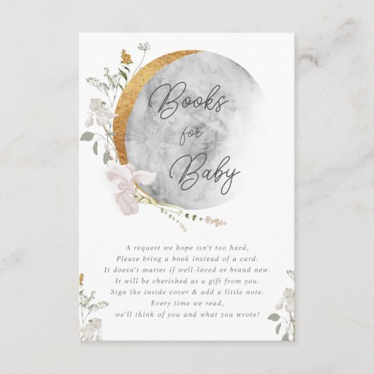 Boho gouden maanboeken voor baby shower informatiekaartje (Voorkant)