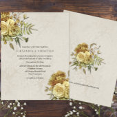 Boho  gouden Rozen en crème damast bruiloft Kaart