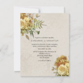 Boho gouden Rozen en crème damast bruiloft Kaart (Voorkant)