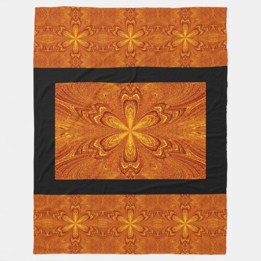 Boho Gouden Ster Bloem Rustiek Fleece Deken (Voorkant)