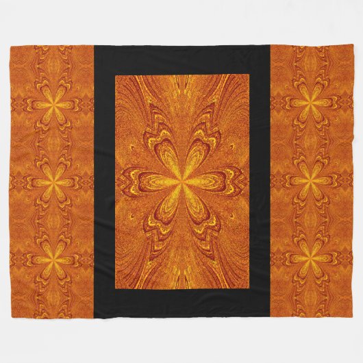 Boho Gouden Ster Bloem Rustiek Fleece Deken (Voorkant (Horizontaal))