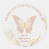 Boho gouden vlinder bedankt voor het fladderen doo ronde sticker (Voorkant)