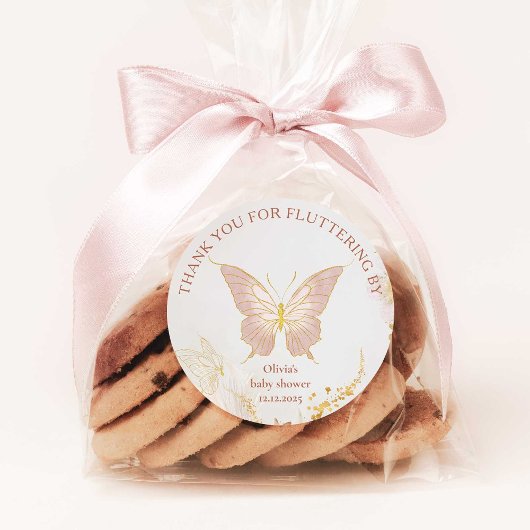 Boho gouden vlinder bedankt voor het fladderen ronde sticker