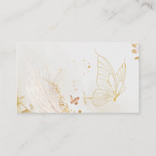 Boho gouden vlinder boeken voor baby ticket informatiekaartje (Achterkant)